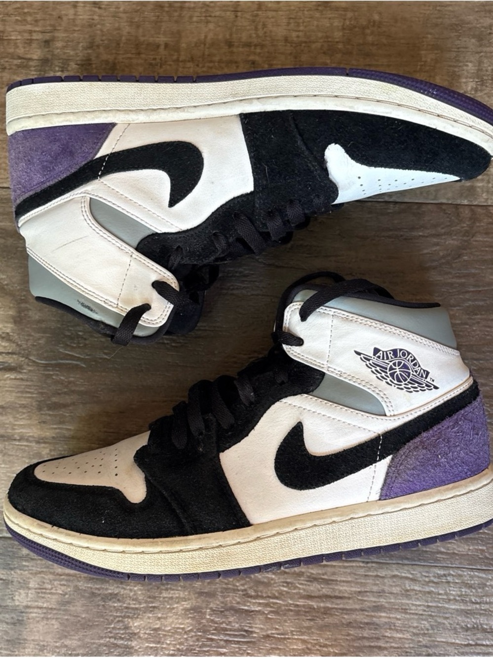 Nike Air Jordan Men's High-Top Sneakers in White, Black & Purple